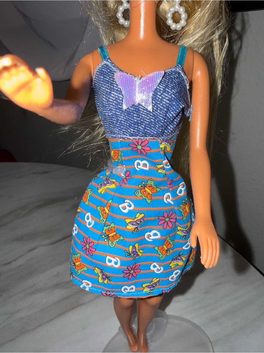 Barbie Mattel denim blue butterfly dress